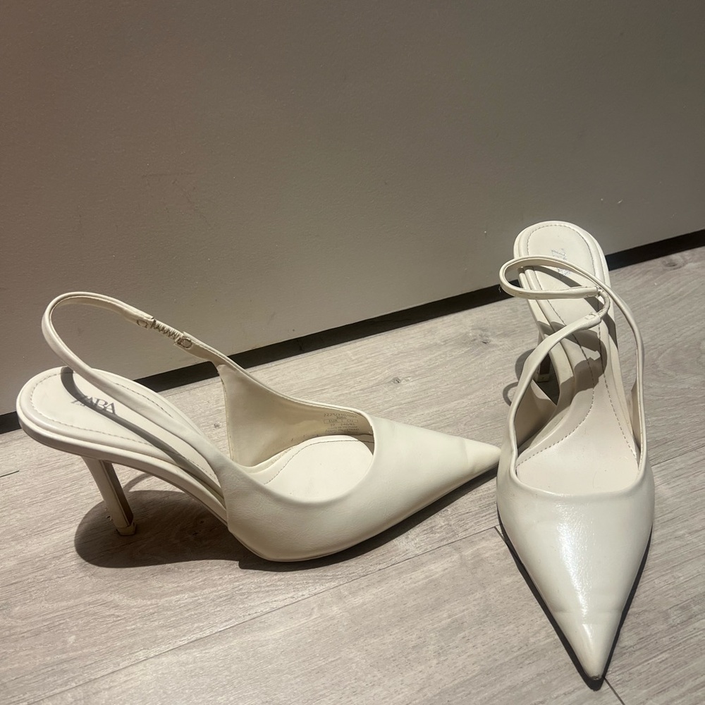 Zara Cream Slingback Heels